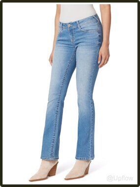 Women's Curvy Slim Flare Low Rise Stretch Denim Jeans 32 Inch Inseam Casual